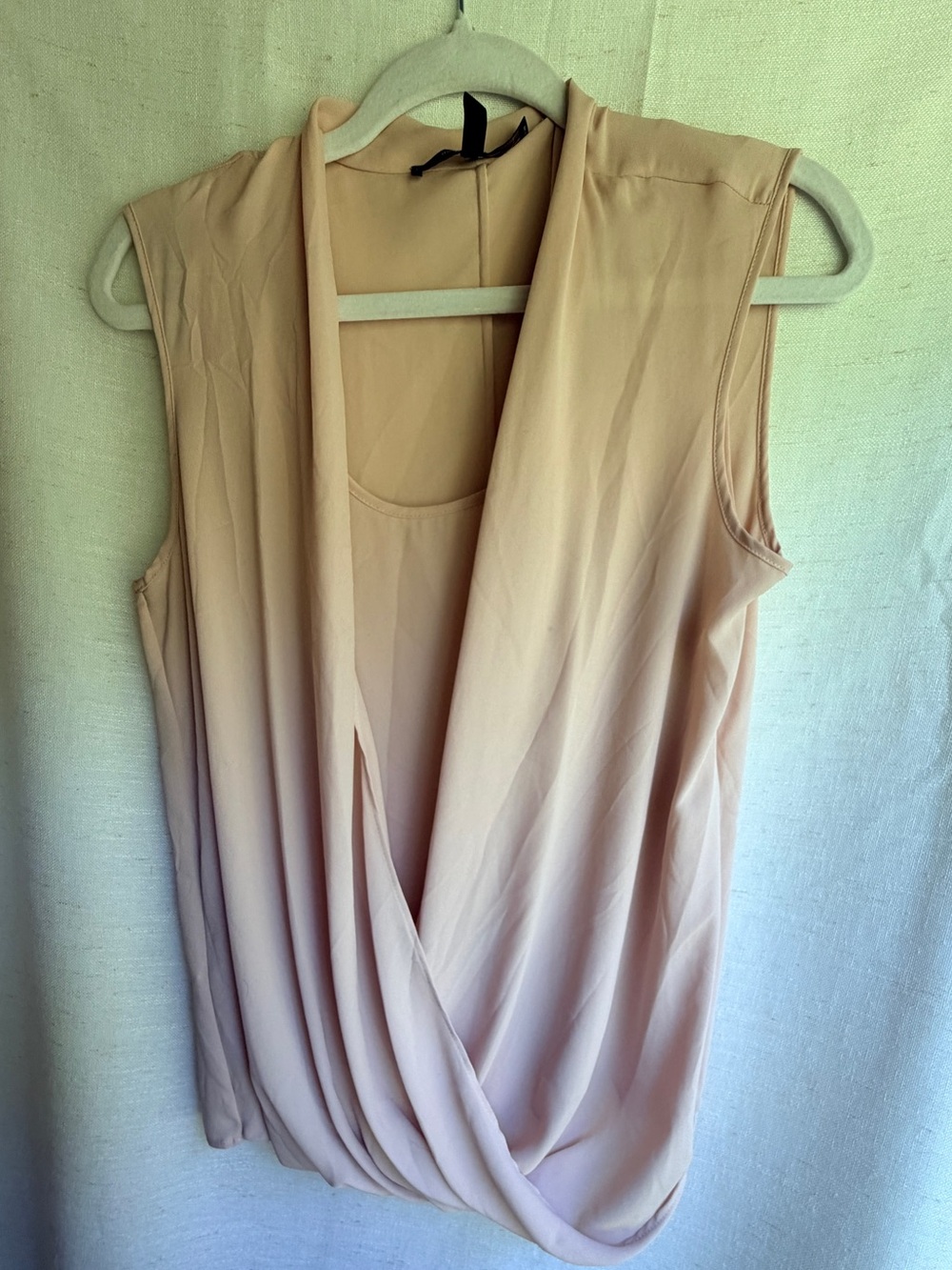 BCBGMAXAZRIA Raychel Bare Pink Draped Wrap Sleeveless Top M
